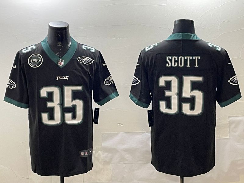 Men Philadelphia Eagles #35 Scott Black Second generations 2025 Nike Vapor Limited NFL Jersey style 5
